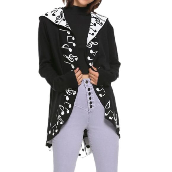 Hot Topic Womens Music Note Hooded 